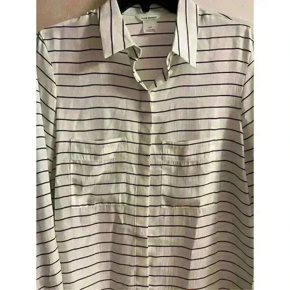 Club Monaco White Striped Double Breasted Button Down S M - Picture 2 of 6